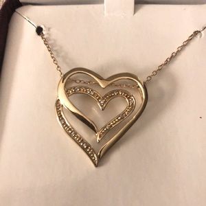 24kt Gold over Sterling Silver Double Heart Slide Pendant